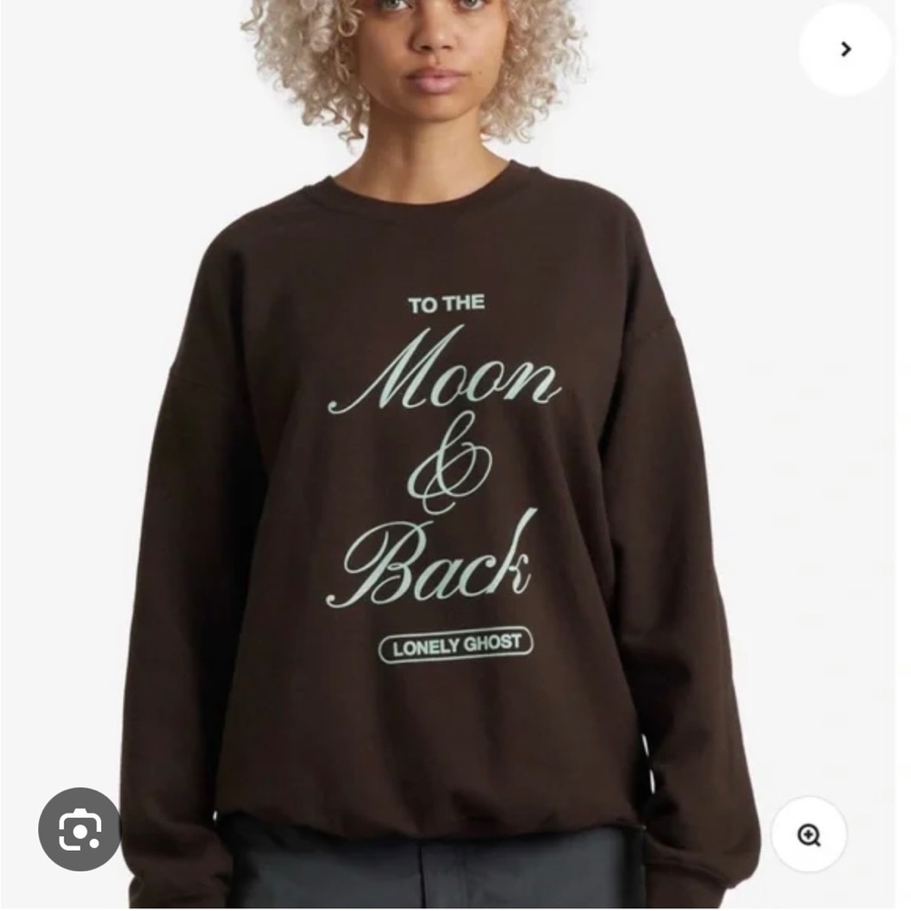 LONELY GHOST Brown "To The Moon & Back" Graphic Sweatshirt